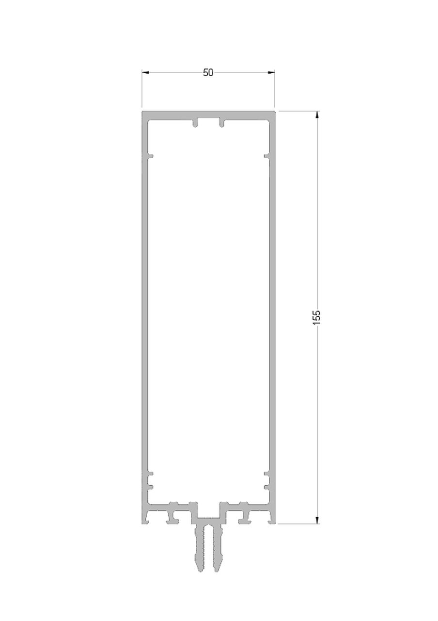 Стойка и ригель ALUMARK 155 мм 6.8м Белый RAL9016. Рис. 1