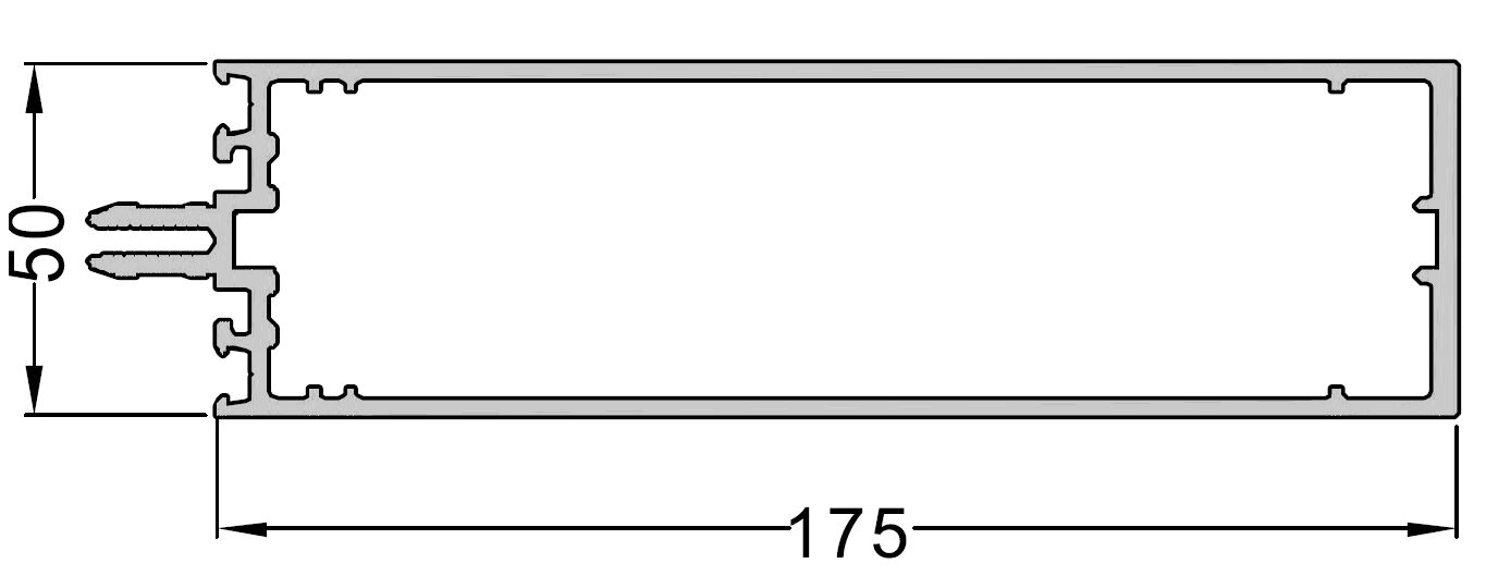 Стойка и ригель ALUMARK 175 мм 6.8м неокрашенный. Рис. 1 Стойка и ригель ALUMARK 175 мм 6.8м неокрашенный. Рис. 1