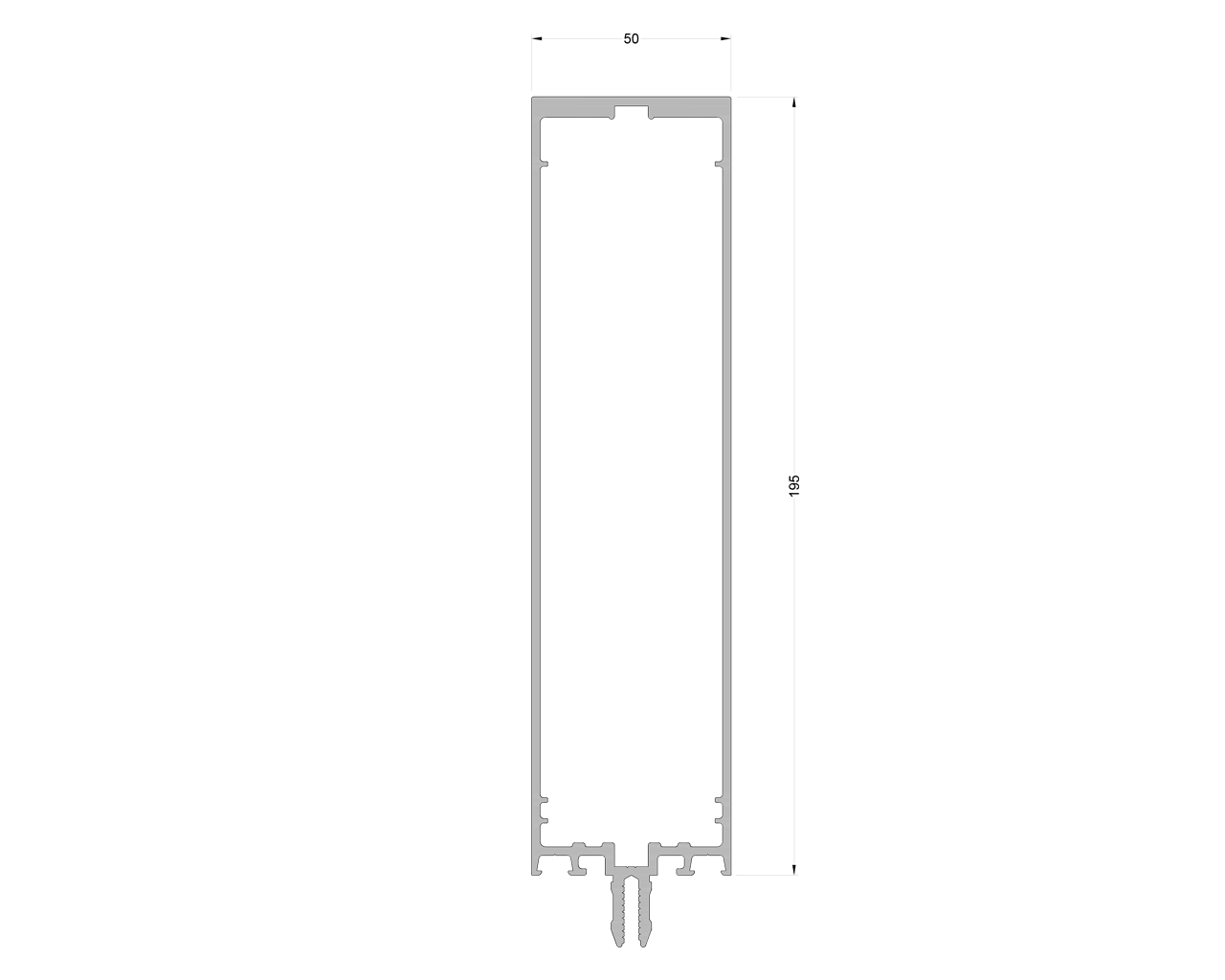 Стойка и ригель ALUMARK 195 мм 6.8м Белый RAL7024 мат. Рис. 1