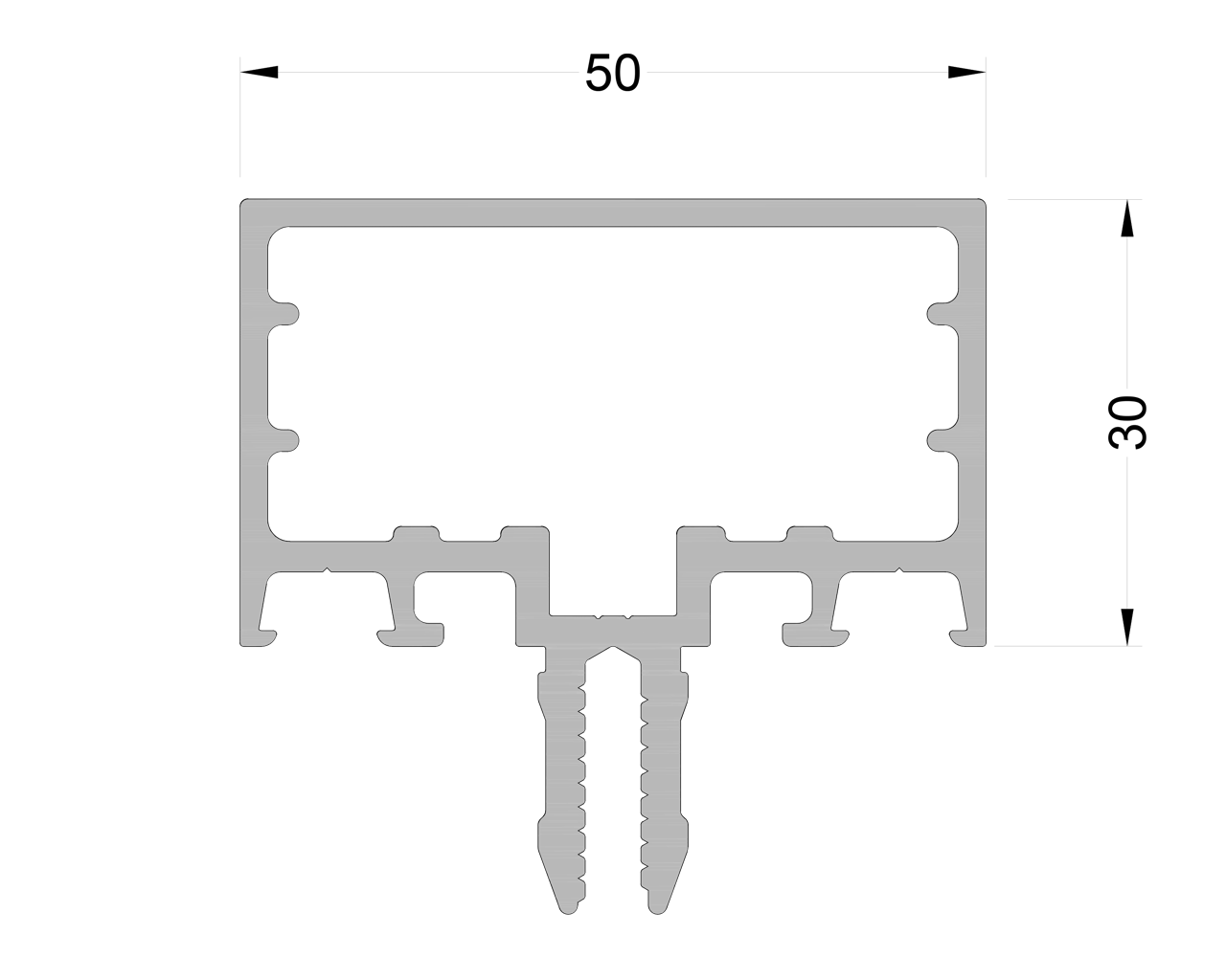 Стойка и ригель ALUMARK 30 мм 6м неокрашенный. Рис. 1 Стойка и ригель ALUMARK 30 мм 6м неокрашенный. Рис. 1