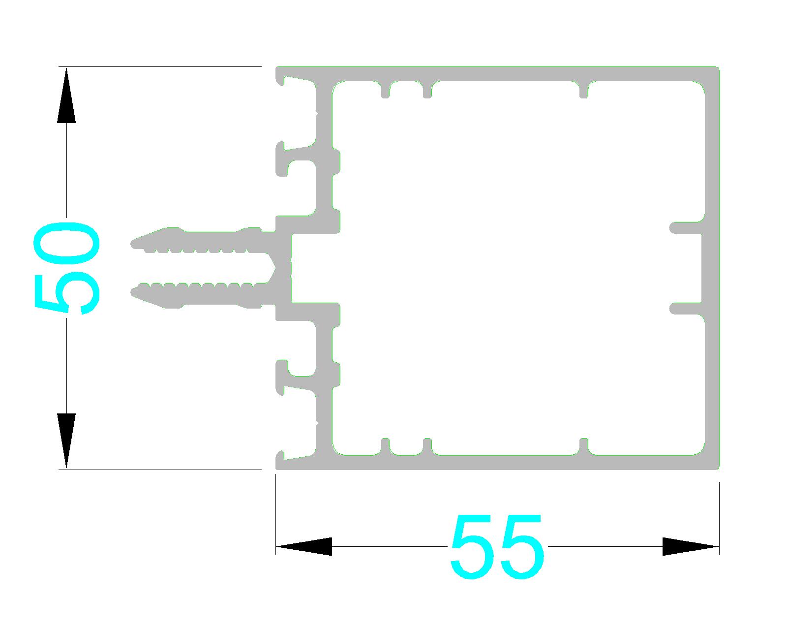 Стойка и ригель ALUMARK 55 мм 6,8м Белый RAL9016. Рис. 1
