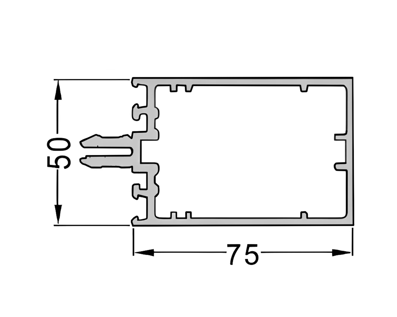 Стойка и ригель ALUMARK 75 мм 6,8м Белый RAL9016. Рис. 1