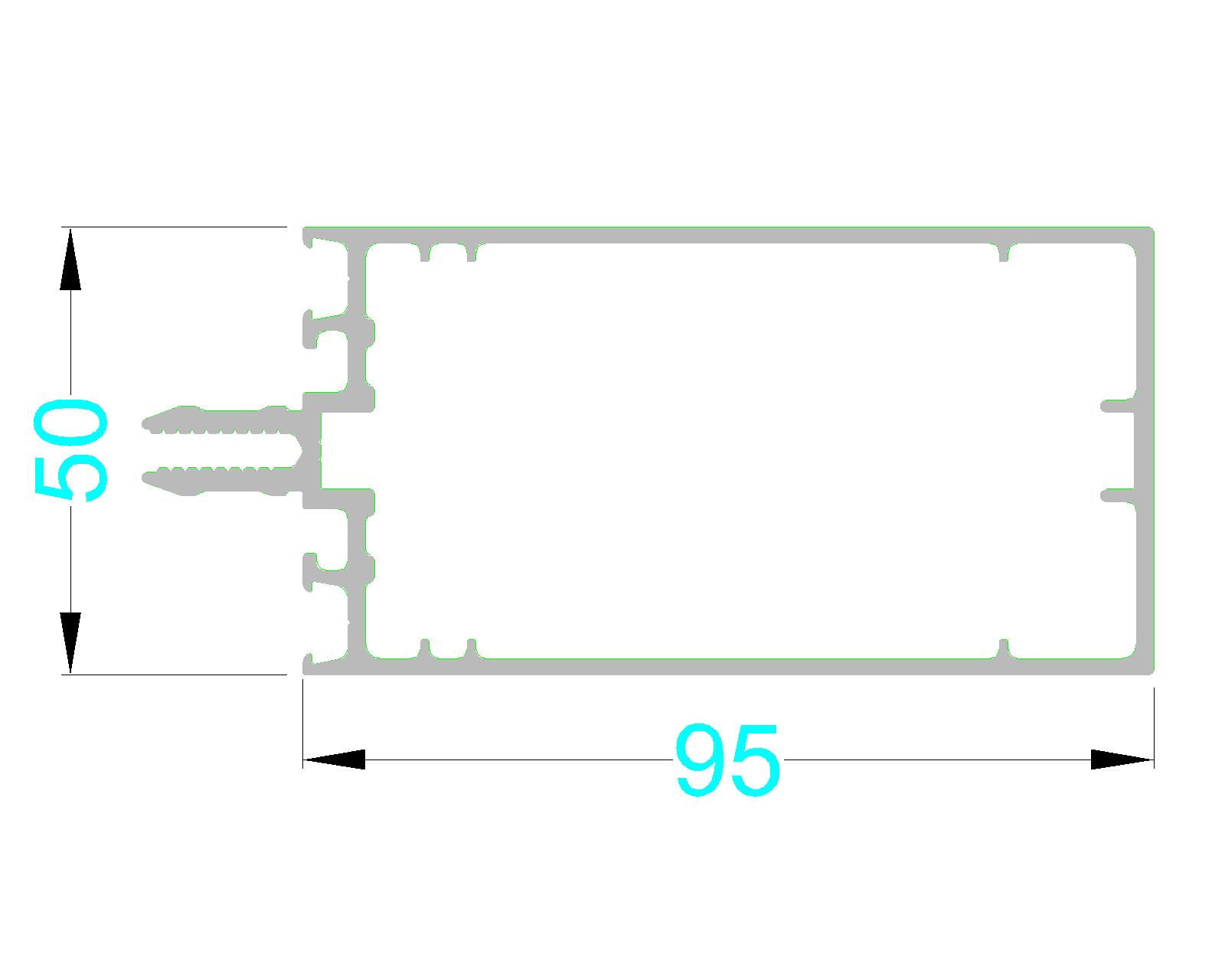Стойка и ригель ALUMARK 95 мм 6.8м RAL9016. Рис. 2 Стойка и ригель ALUMARK 95 мм 6.8м RAL9016. Рис. 2