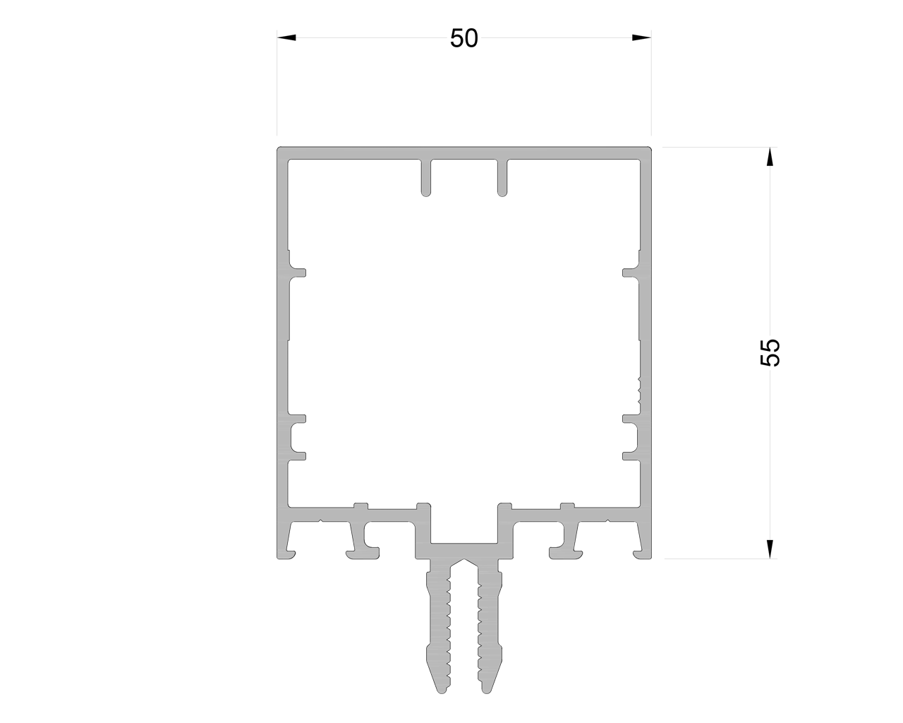 Стойка и ригель L ALUMARK 55 мм 6,8м неокрашенный. Рис. 1 Стойка и ригель L ALUMARK 55 мм 6,8м неокрашенный. Рис. 1