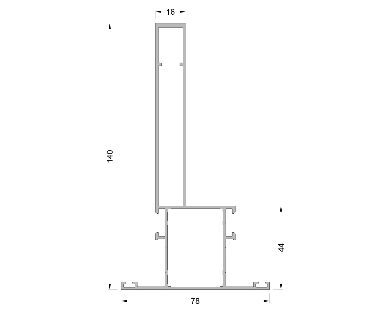 Стойка и ригель два уса ALUMARK 140 мм 6м Неокрашенный. Рис. 1