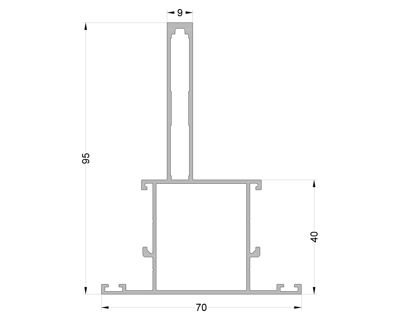 Стойка с внутренним пилоном c двумя усами ALUMARK 95мм 6,8м Неокрашенный. Рис. 1 Стойка с внутренним пилоном c двумя усами ALUMARK 95мм 6,8м Неокрашенный. Рис. 1