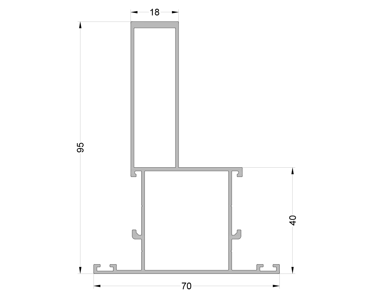 Стойка  с внутренним пилоном c двумя усами ALUMARK 95мм 6.8м Неокрашенный. Рис. 1