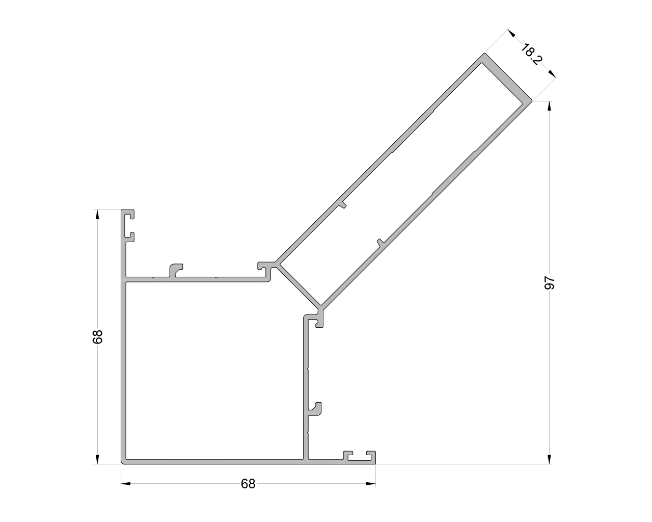 Стойка  угловая ALUMARK 146,7мм 6,8м Неокрашенный. Рис. 1
