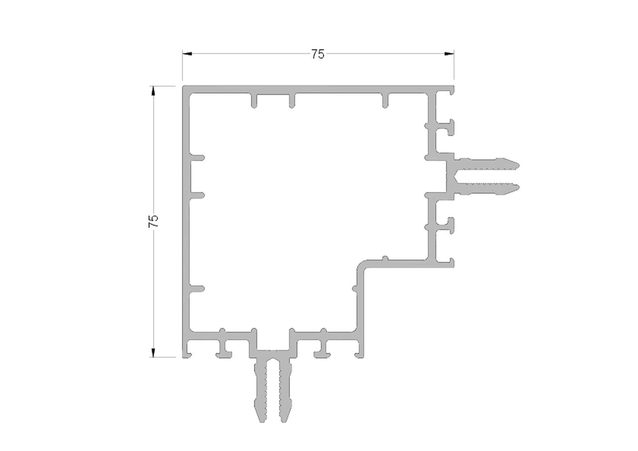 Стойка угловая ALUMARK 75 мм 6м неокрашенный. Рис. 2