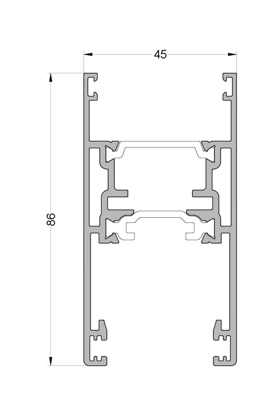 Створка ALUMARK 86/86 мм 6м неокрашенный. Рис. 1