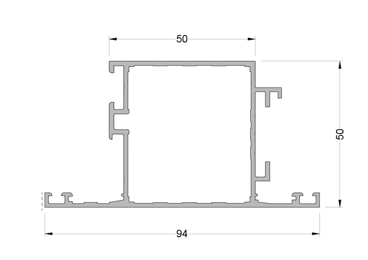 Створка дверная ALUMARK-Т 94/50 мм 6.5м неокрашенный. Рис. 1