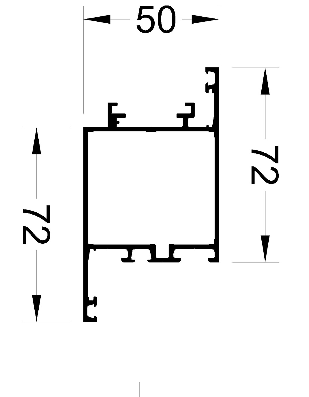 Створка дверная ALUMARK 72/72 мм 6.5м неокрашенный. Рис. 1