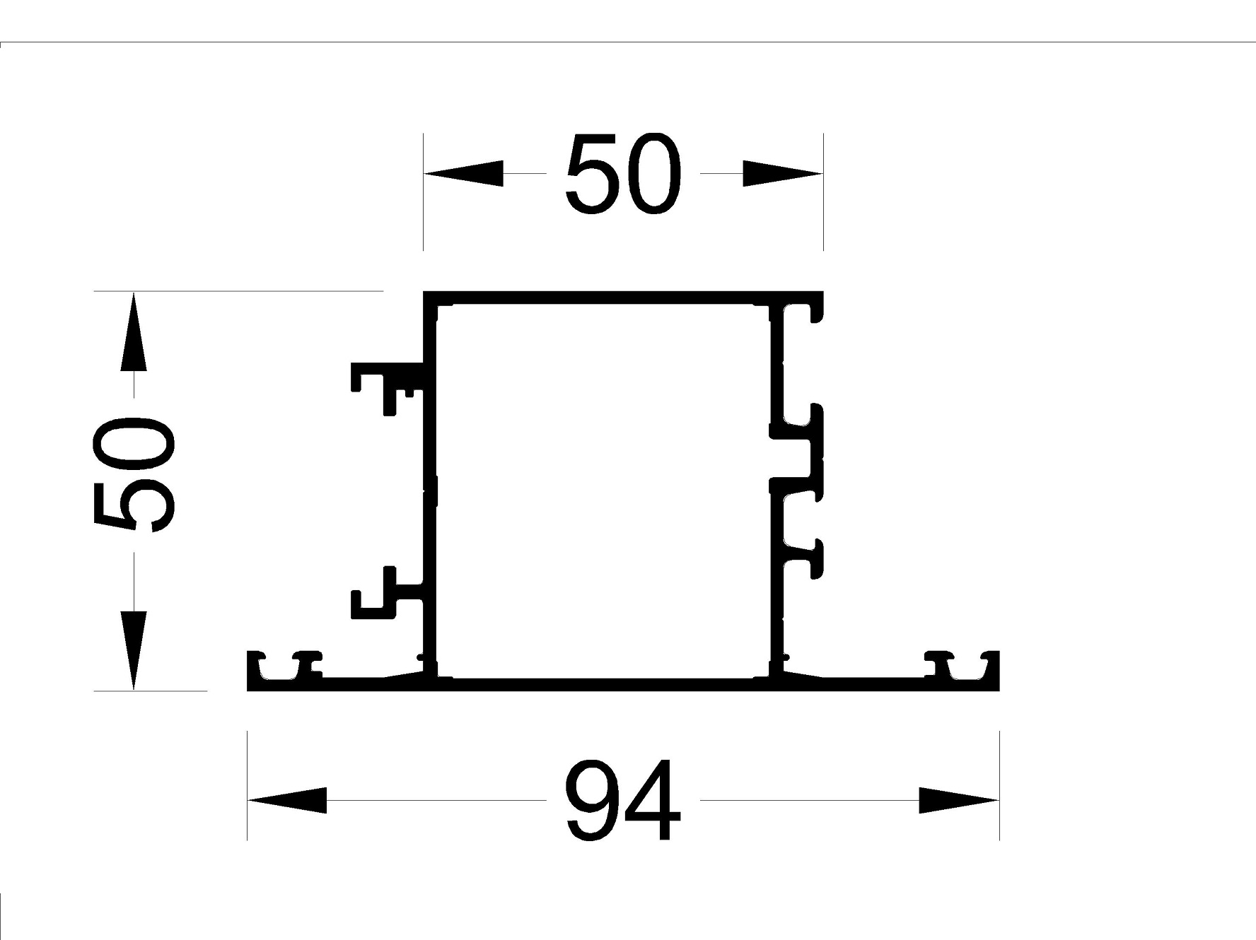 Створка дверная ALUMARK 94/50 мм 6.5м неокрашенный. Рис. 1 Створка дверная ALUMARK 94/50 мм 6.5м неокрашенный. Рис. 1
