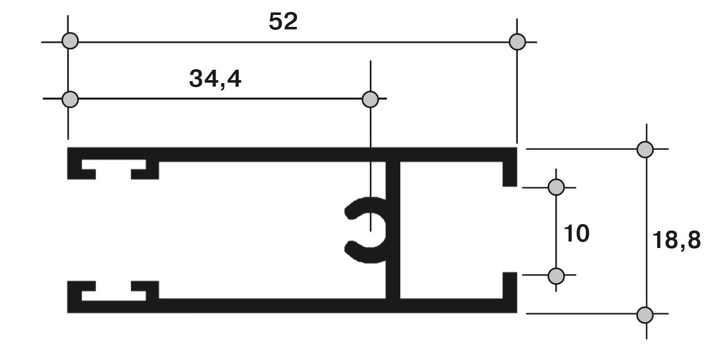 Створка горизонтальная (1), 640-12 SM (766) 6м Белый. Рис. 2