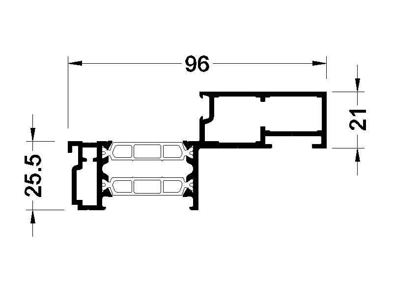 Створка оконная 25,5/ 96 мм наружного открывания 6м неокрашенный. Рис. 1