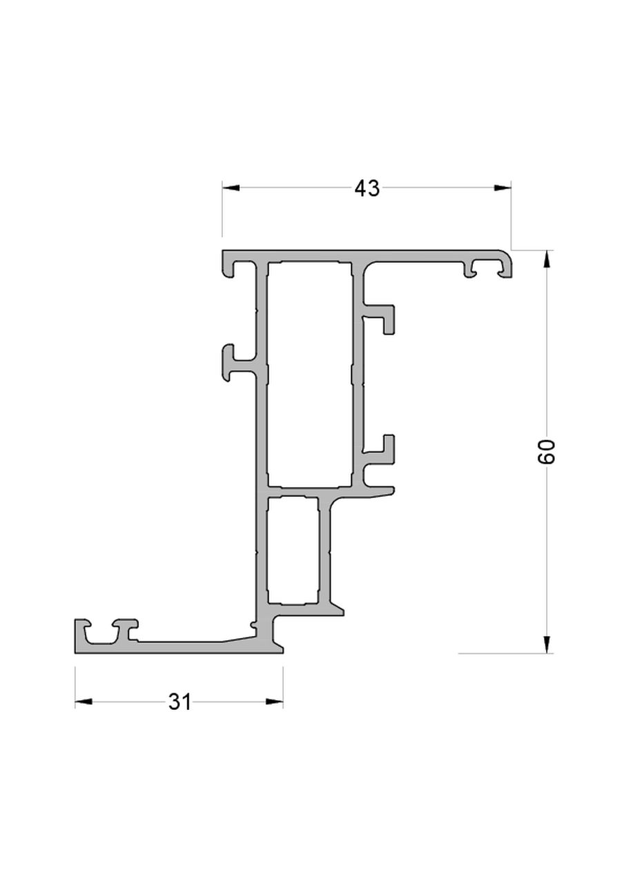 Створка оконная ALUMARK 31/43 мм 6м Белый RAL9016. Рис. 1