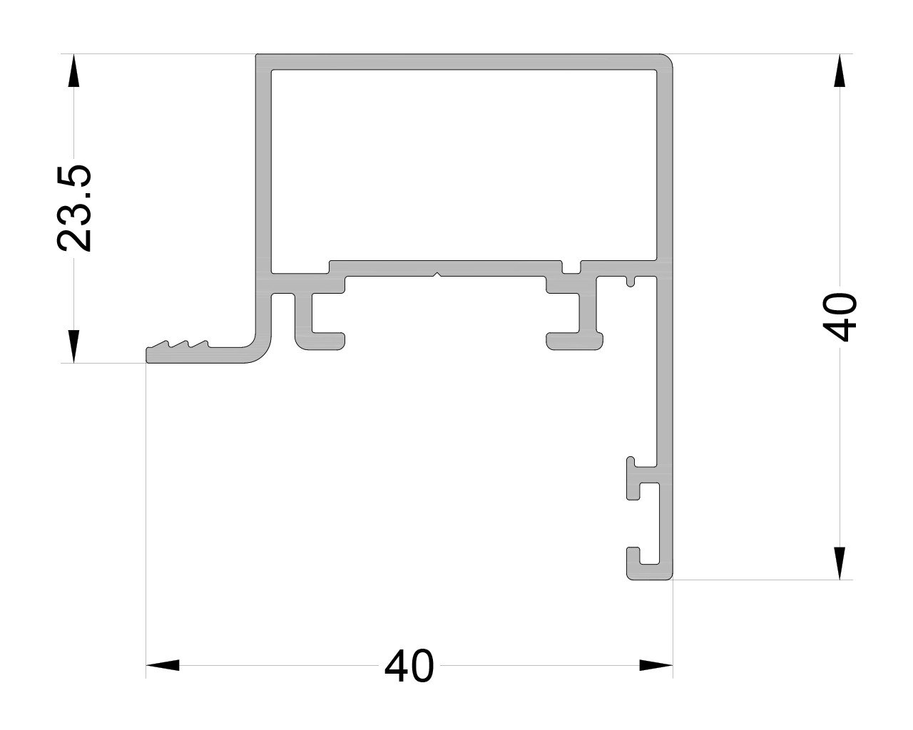 Створка оконная ALUMARK 40/40 скрытая мм 6м Неокрашенный. Рис. 1 Створка оконная ALUMARK 40/40 скрытая мм 6м Неокрашенный. Рис. 1