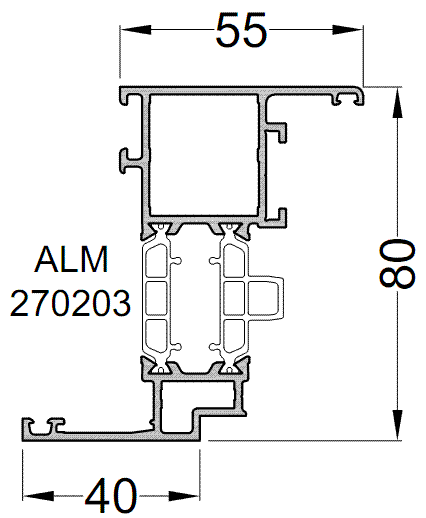 Створка оконная ALUMARK 40/55 мм 6м Белый RAL9016. Рис. 1