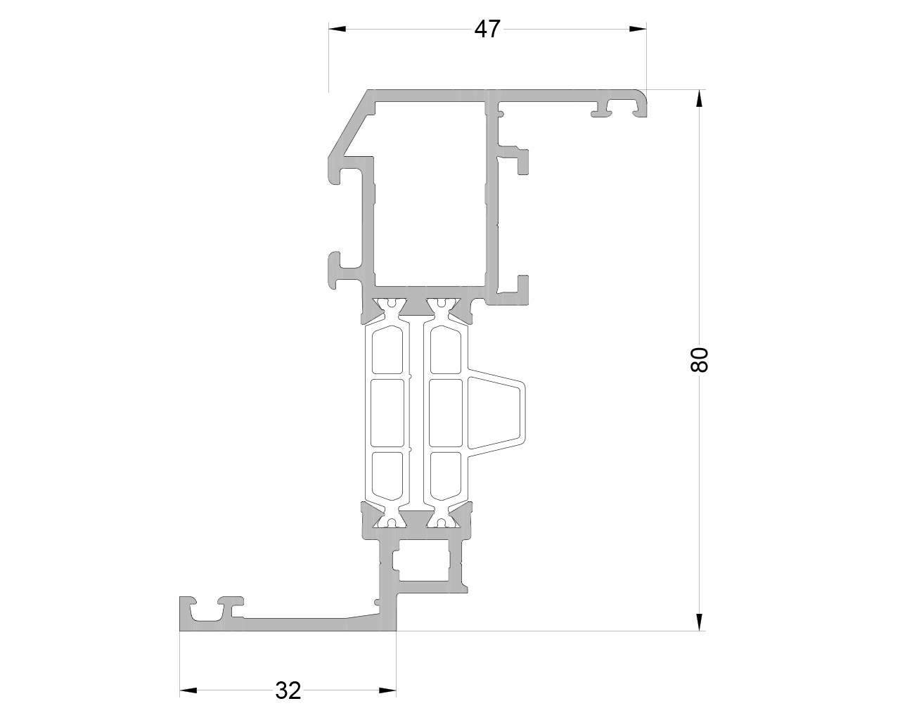 Створка оконная ALUMARK со скосом 32/47 мм 6м Белый RAL9016. Рис. 1
