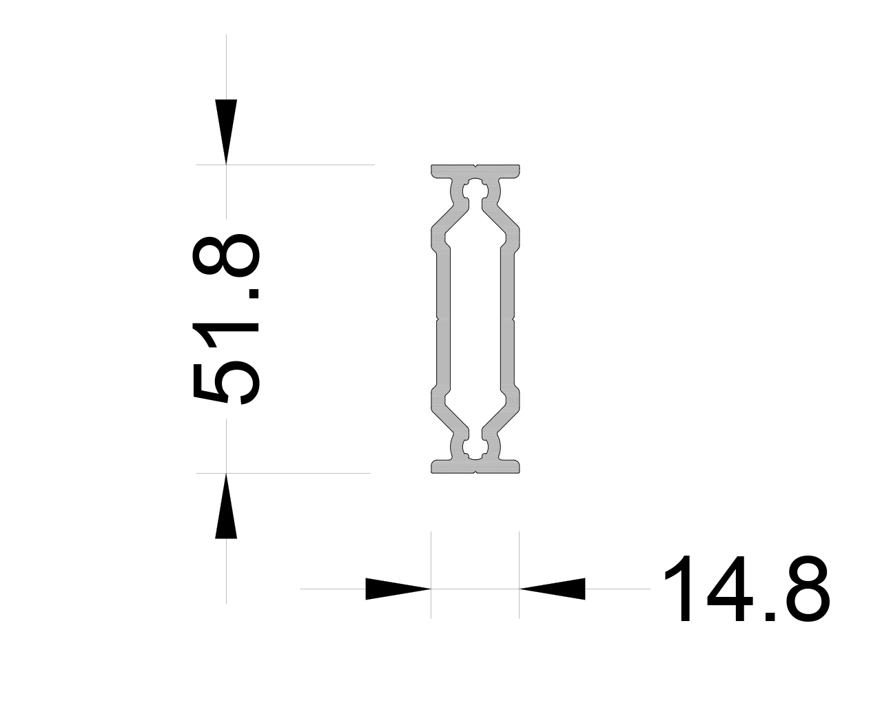 Сухарь стоечный 14.8x51.8мм ALUMARK 3м неокрашенный. Рис. 1