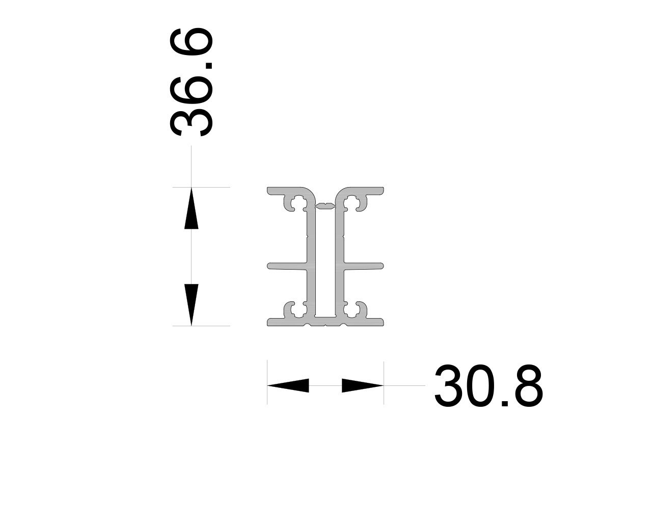Сухарь стоечный 30,8х36,6мм ALUMARK 3м неокрашенный. Рис. 1