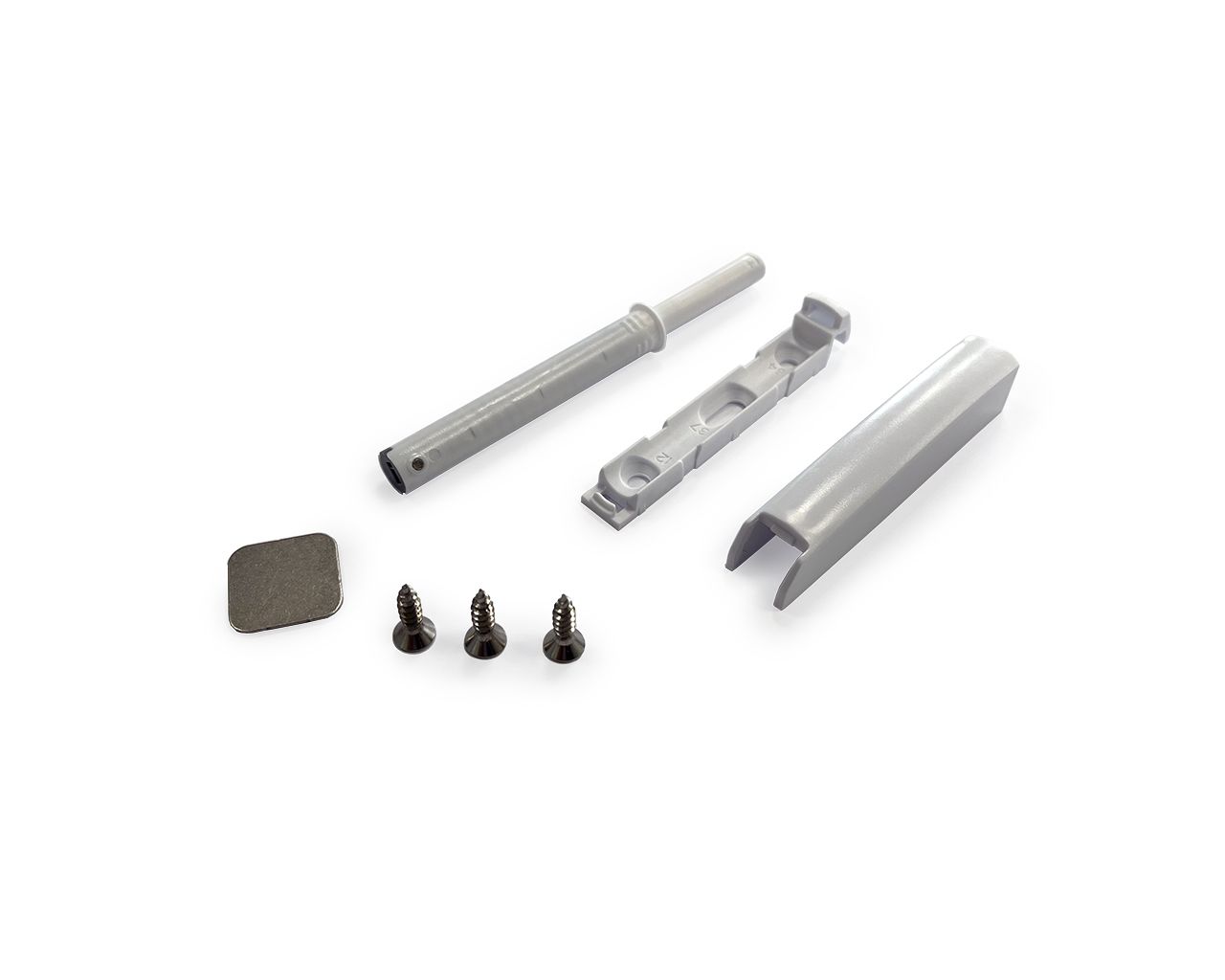 Толкатель Push-to-Open Firmax Smartline с магнитным держателем, плечо 38мм, внешнее крепление, белый. Рис. 2 Толкатель Push-to-Open Firmax Smartline с магнитным держателем, плечо 38мм, внешнее крепление, белый. Рис. 2