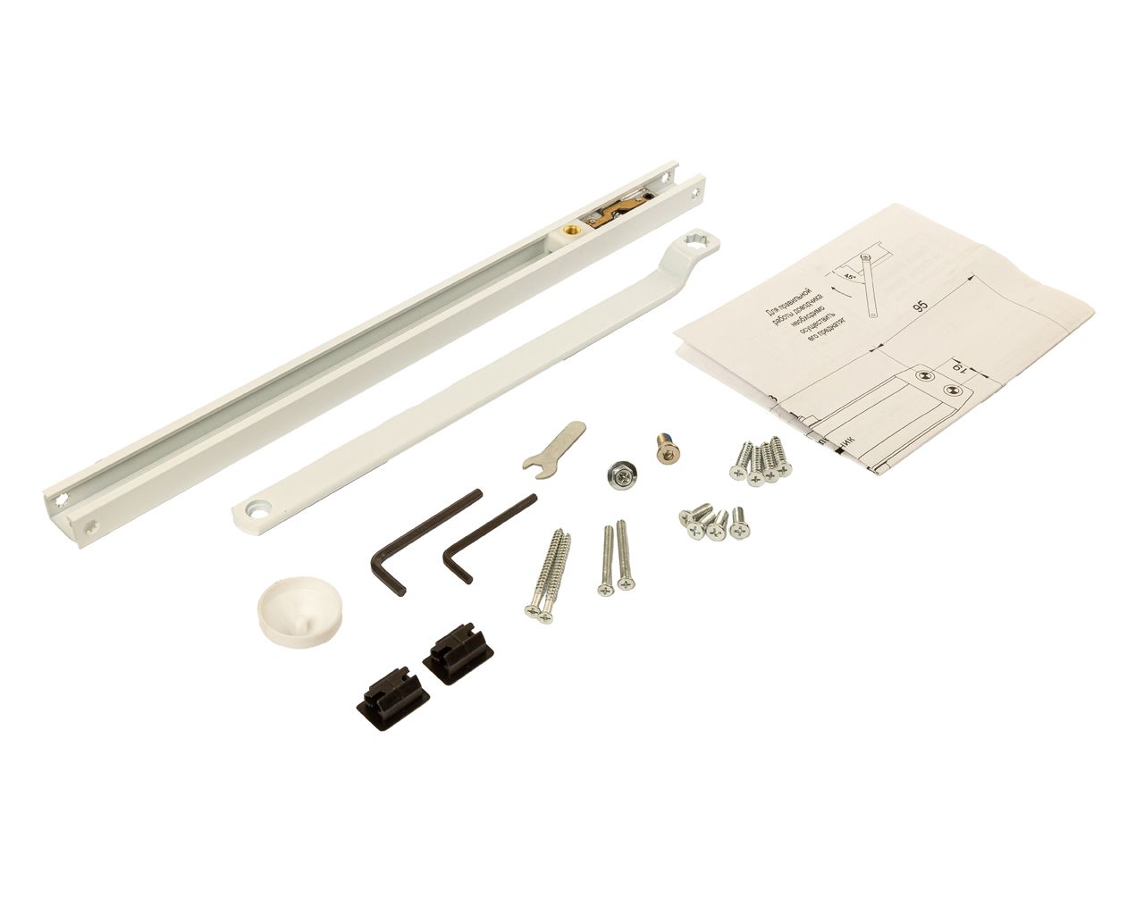 Тяга скользящая для доводчика ELM0604%, с ФОП, белая (RAL9016), Elementis. Рис. 2 Тяга скользящая для доводчика ELM0604%, с ФОП, белая (RAL9016), Elementis. Рис. 2