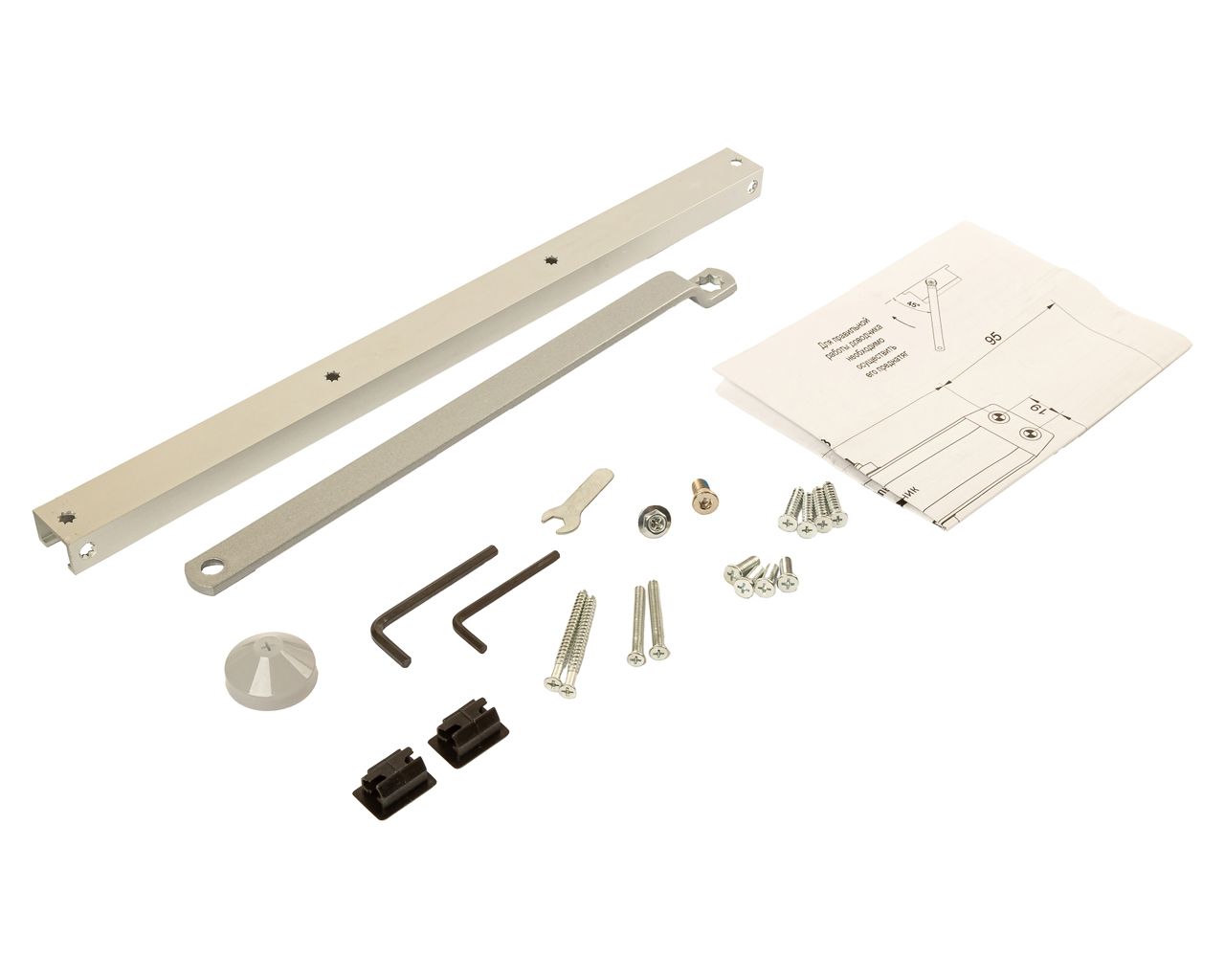 Тяга скользящая для доводчика ELM0604%, с ФОП, серебристая (RAL9006), Elementis. Рис. 1