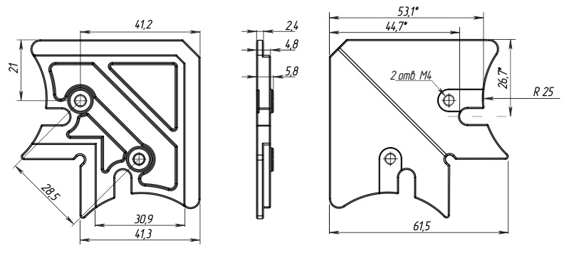 Угол соединительный 42 мм для фасадного профиля FIRMAX, отв. М4, замак. Рис. 2 Угол соединительный 42 мм для фасадного профиля FIRMAX, отв. М4, замак. Рис. 2