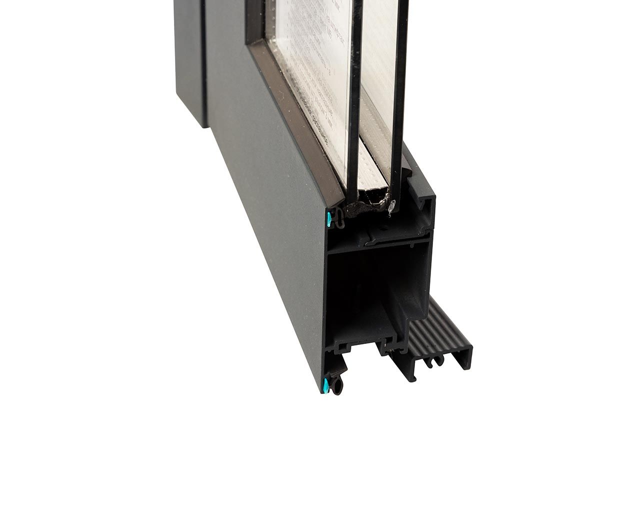 Уголок - Дверь S40 Цвет RAL7016 муар, 2 петли GIESSE AlumarkS40, подставка ЛДСП 16мм, стеклопакет 20мм, наклейка. Рис. 2