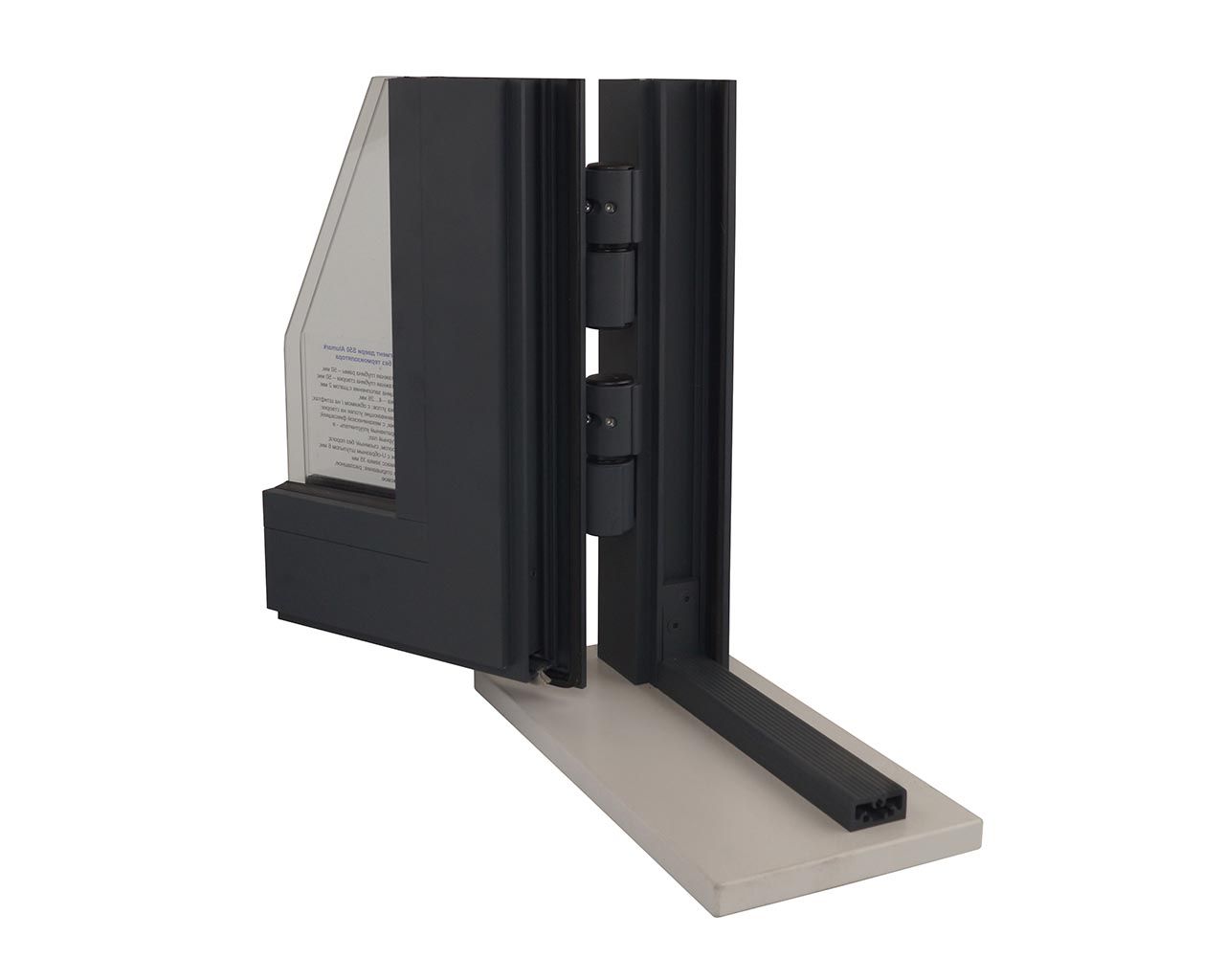 Уголок - Дверь S50 Цвет RAL7016 Muar, 2 петли GIESSE HP NEW, подставка ЛДСП 16мм, стеклопакет 20мм, наклейка. Рис. 3