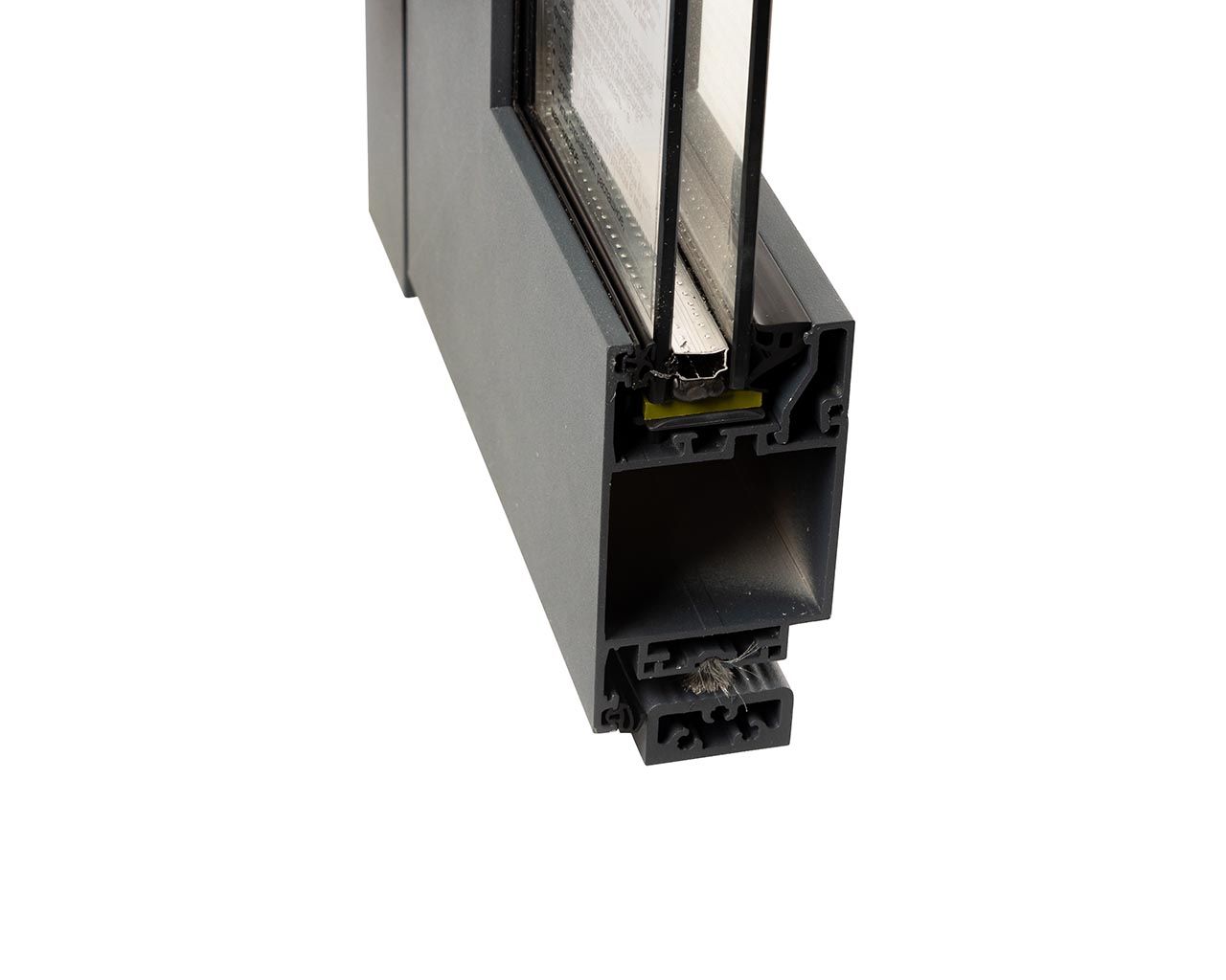 Уголок - Дверь S50 Цвет RAL7016 Muar, 2 петли GIESSE HP NEW, подставка ЛДСП 16мм, стеклопакет 20мм, наклейка. Рис. 2