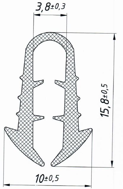 Уплотнитель U-образный ELEMENTIS под стекло 4мм 9/GO/69. Рис. 1 Уплотнитель U-образный ELEMENTIS под стекло 4мм 9/GO/69. Рис. 1