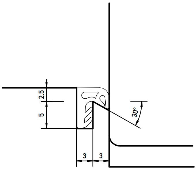 Уплотнитель для деревянных евроокон DEVENTER на наплав створки, ширина паза 3 мм, ТЭП, белый RAL 9016. Рис. 3
