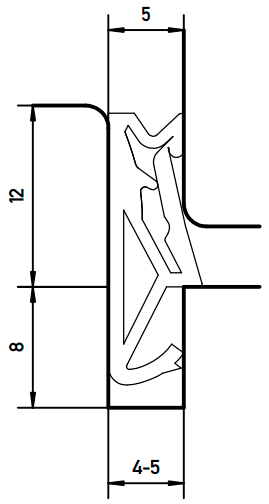 Уплотнитель для деревянных евроокон DEVENTER на фальц створки, ширина паза 4-5 мм, ТЭП, черный RAL 9004. Рис. 2 Уплотнитель для деревянных евроокон DEVENTER на фальц створки, ширина паза 4-5 мм, ТЭП, черный RAL 9004. Рис. 2
