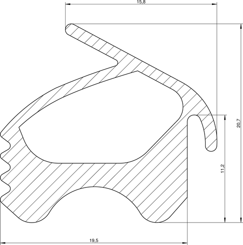 Уплотнитель для деревянных дверей DEVENTER, ТЭП, темно-коричневый RAL 8014. Рис. 1