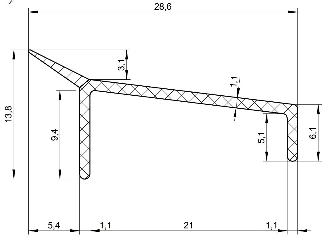 Уплотнитель для деревянных евроокон DEVENTER, ТЭП, длина 2.16 м, белый RAL 9016. Рис. 1