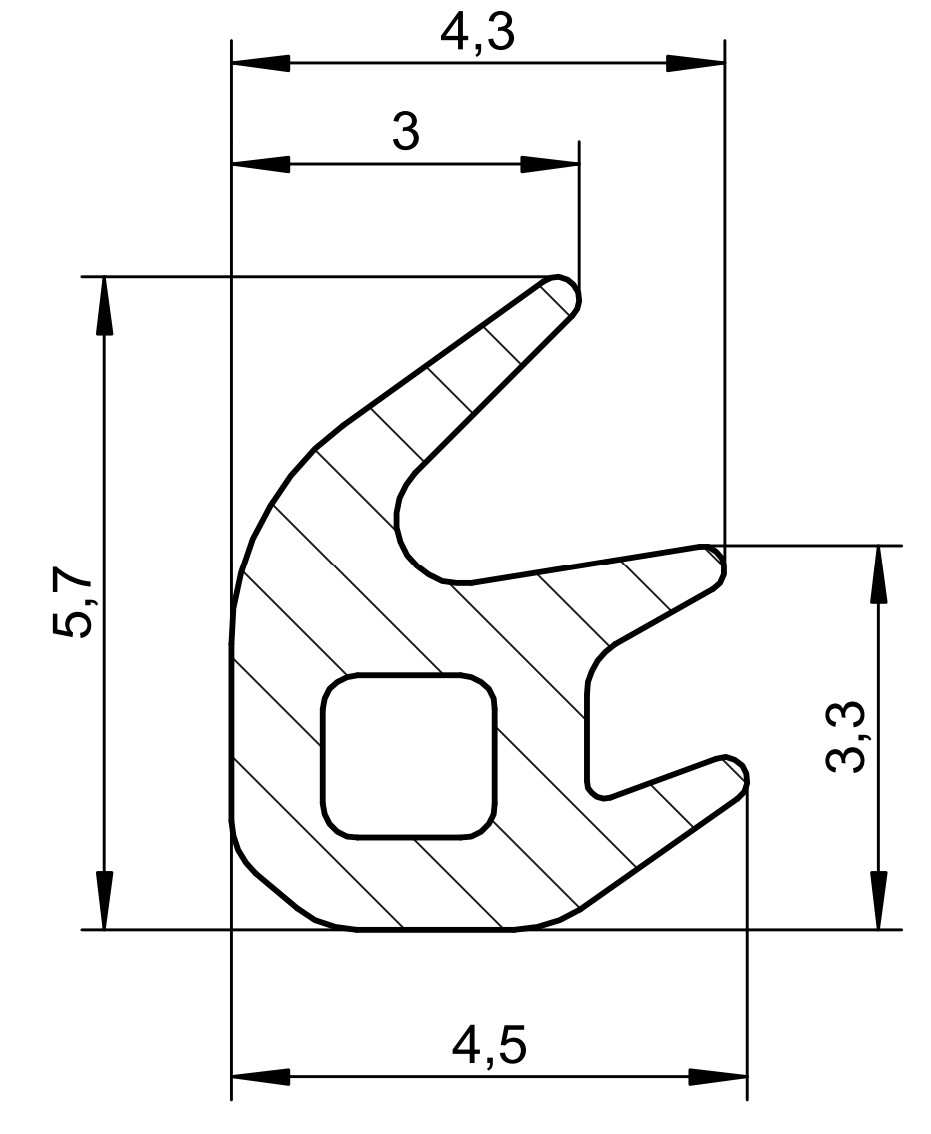 Уплотнитель для деревянных евроокон DEVENTER для сухого остекления, ТЭП, черный. Рис. 2
