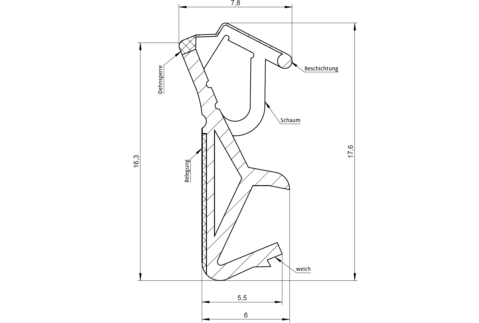 Уплотнитель для деревянных евроокон DEVENTER на фальц створки, ширина паза 4-5 мм, ТЭП, киби RAL 8001. Рис. 2