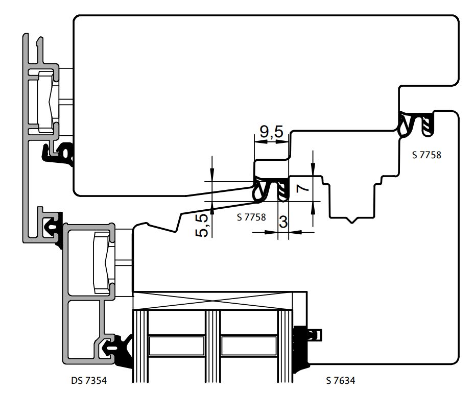 Уплотнитель для деревянных евроокон DEVENTER на наплав и фальц створки, ширина паза 3 мм, ТЭП, темно-коричневый RAL 8014. Рис. 2 Уплотнитель для деревянных евроокон DEVENTER на наплав и фальц створки, ширина паза 3 мм, ТЭП, темно-коричневый RAL 8014. Рис. 2