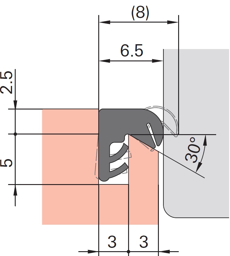 Уплотнитель для деревянных евроокон DEVENTER на наплав створки, ширина паза 3 мм, ТЭП, коричневый RAL 8002. Рис. 3