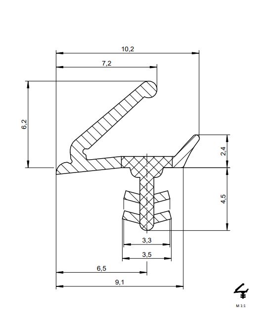 Уплотнитель для деревянных евроокон DEVENTER на раму, ширина паза 3 мм, ТЭП, бежевый RAL 1001. Рис. 2