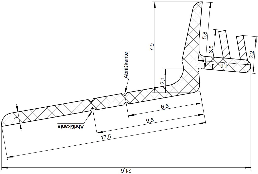 Уплотнитель для деревянных евроокон DEVENTER на штульповую створку, ширина паза 3 мм, ТЭП, бежевый RAL 1001. Рис. 2