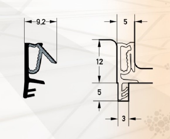 Уплотнитель для деревянных евроокон на наплав и фальц створки, ширина паза 3 мм, ТЭП, беленый дуб. Рис. 2