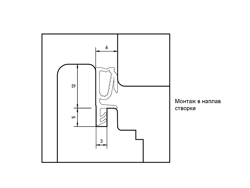Уплотнитель для деревянных евроокон на наплав и фальц створки, ширина паза 3 мм, ТЭП, белый RAL 9016. Рис. 3 Уплотнитель для деревянных евроокон на наплав и фальц створки, ширина паза 3 мм, ТЭП, белый RAL 9016. Рис. 3