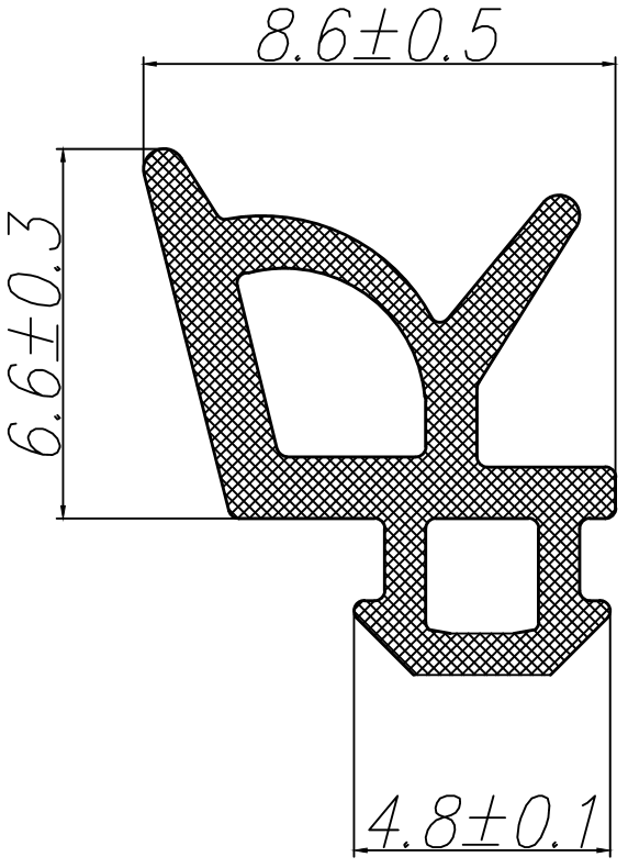 Уплотнитель для профиля REHAU (002) (стеклопакет), белый, "ELEMENTIS", ТЭП. Рис. 1