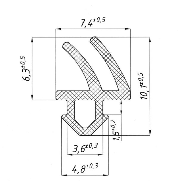 Уплотнитель совместим с профилем REHAU (952) (рама, створка), чёрный, "ELEMENTIS", ТЭП. Рис. 2