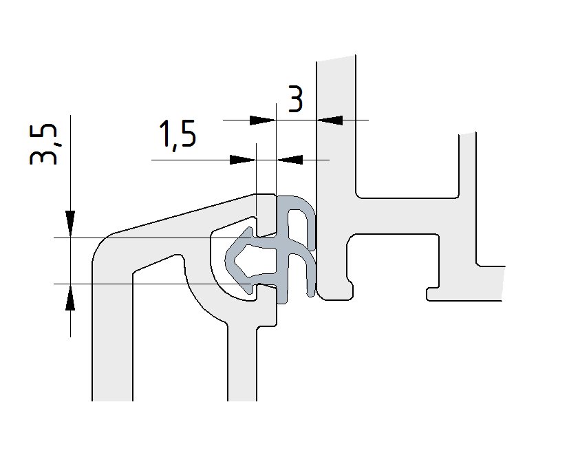 Уплотнитель совместим с профилем Rehau (рама, створка), чёрный. Рис. 2 Уплотнитель совместим с профилем Rehau (рама, створка), чёрный. Рис. 2