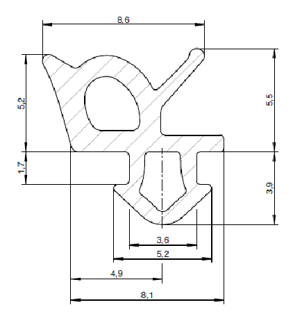 Уплотнитель совместим с профилем Rehau (стеклопакет), чёрный. Рис. 1
