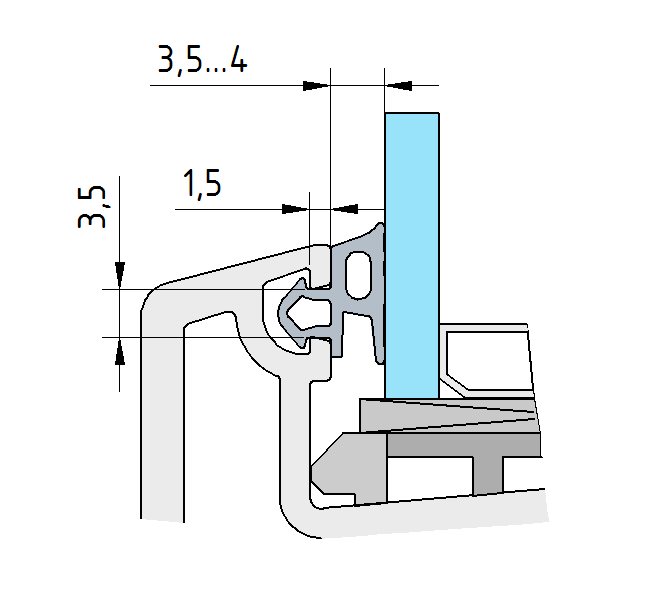 Уплотнитель совместим с профилем Rehau (стеклопакет), чёрный. Рис. 2